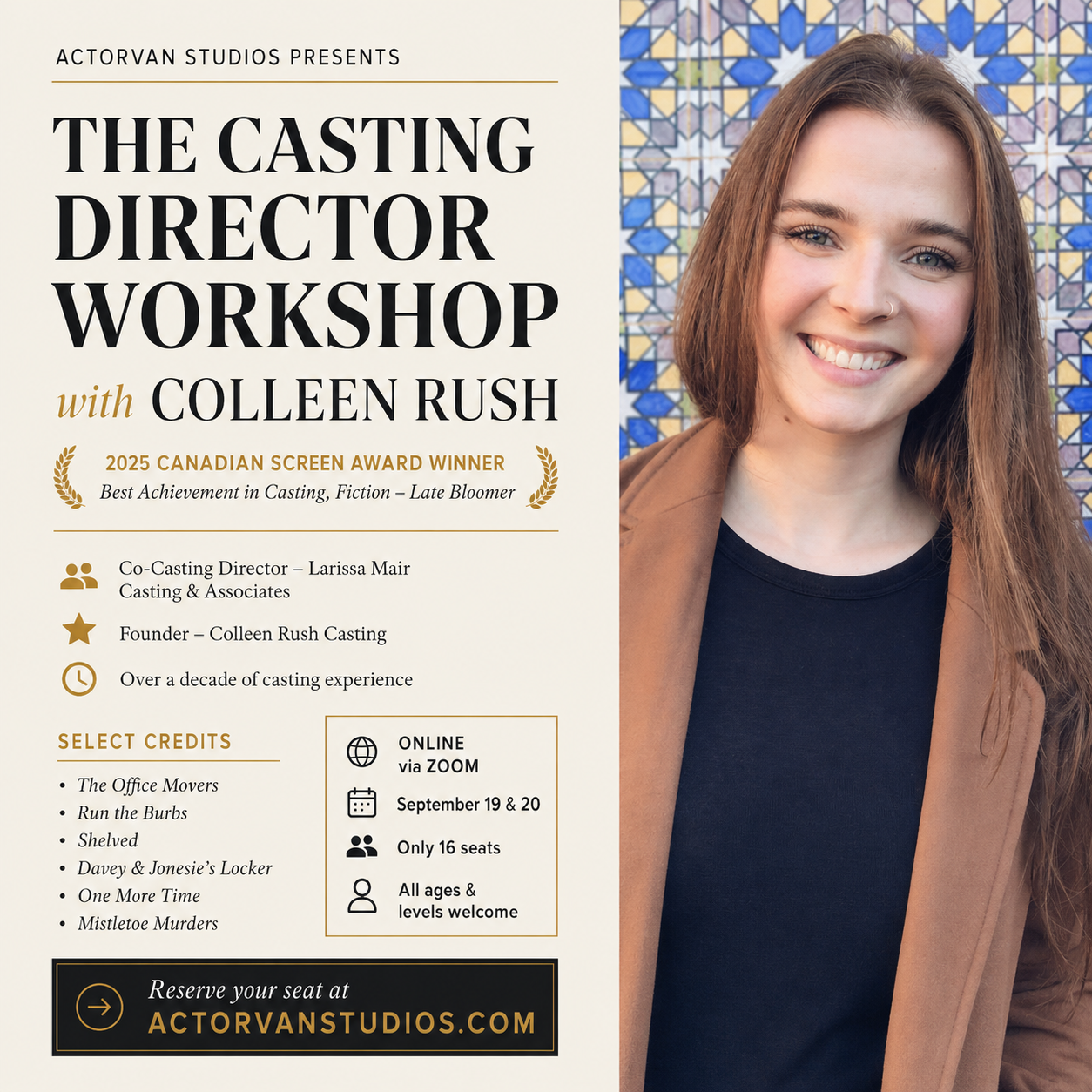 The Casting Director Workshop with Colleen Rush - ONLINE via ZOOM