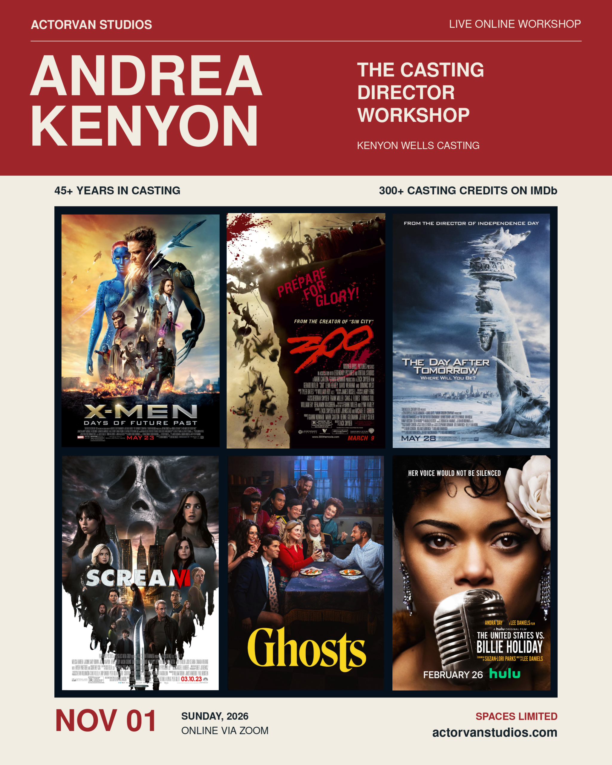 The Casting Director Workshop with Andrea Kenyon of KENYON WELLS CASTING - ONLINE via ZOOM